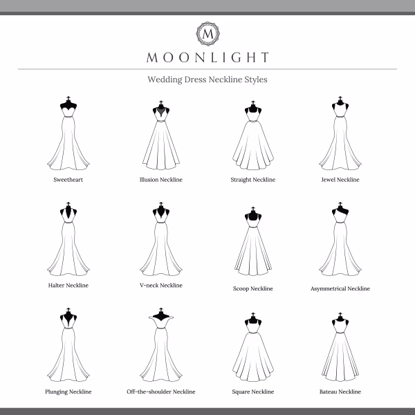 12 different wedding dress neckline styles