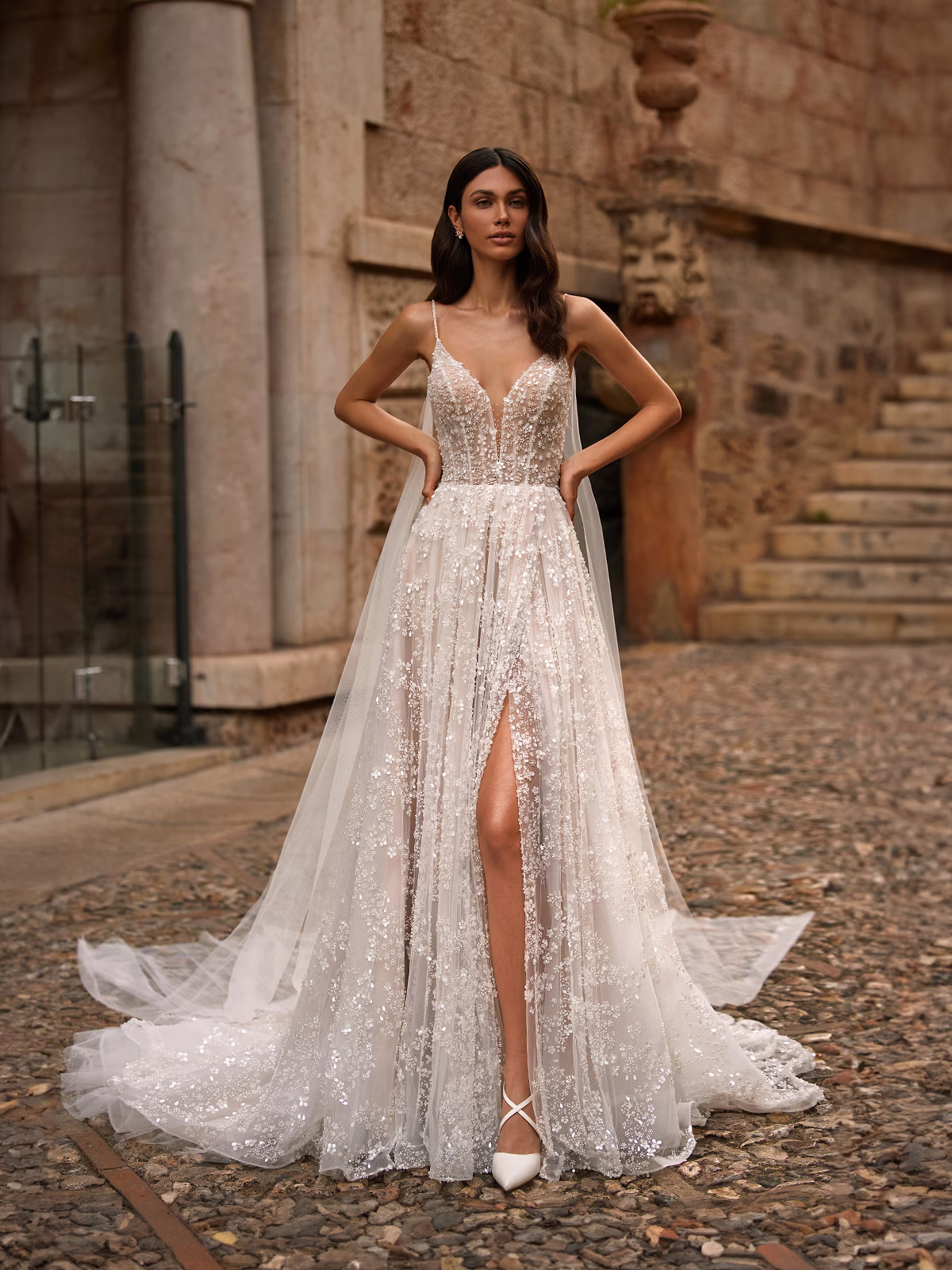 Ball Gown with Detachable Tulle Wings