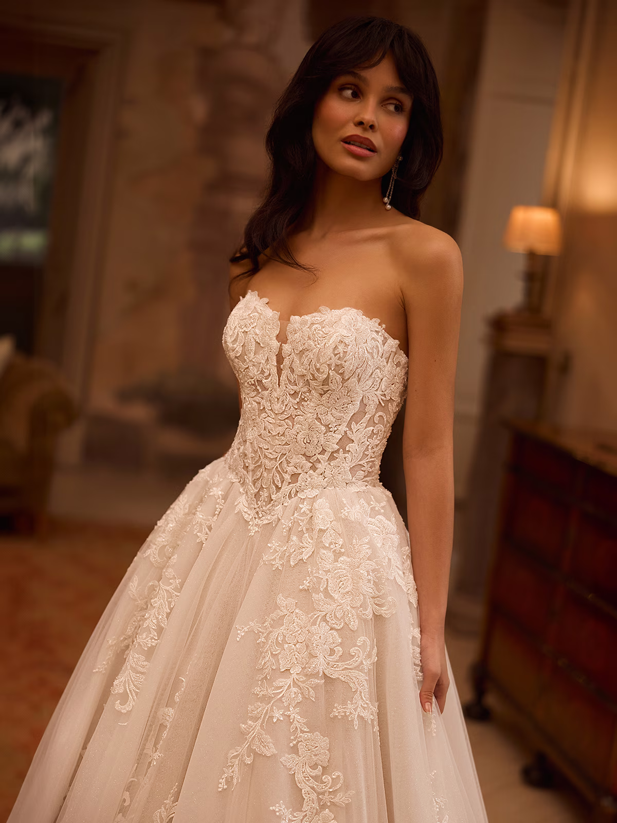 Lace A-line Wedding Gown with Basque Waist